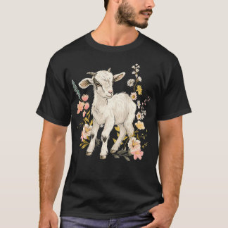 T-shirt Fleurs Vintages de chèvre Fleurs florales Ferme An