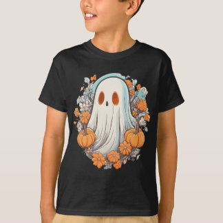 T-shirt Fleurs vintages Fantôme d'Halloween