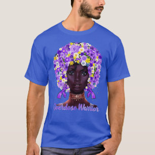 T-shirt Fleurs violettes Afro Cheveux Black Woman Overdose