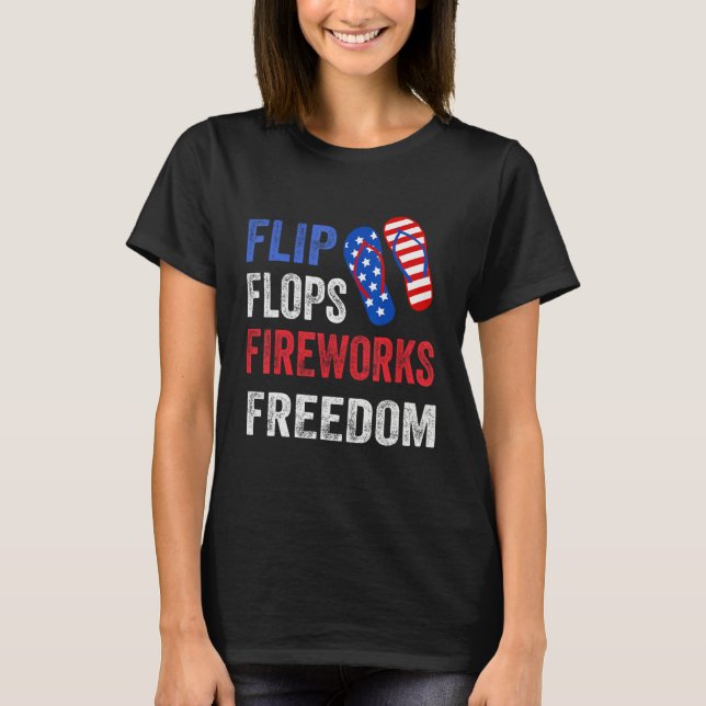 T-shirt Flip Flops Fireworks And Freedom 4th Of July Ameri (Devant)