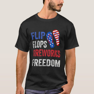 T-shirt Flip Flops Fireworks And Freedom 4th Of July Ameri
