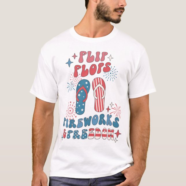 T-shirt Flip Flops Fireworks Freedom (Devant)