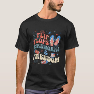 T-shirt Flip Flops Fireworks Freedom Patriotic Quatrième d