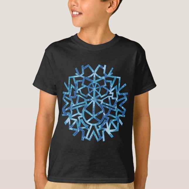 T-shirt Flocon de neige bleu de bonhomme de neige (Devant)