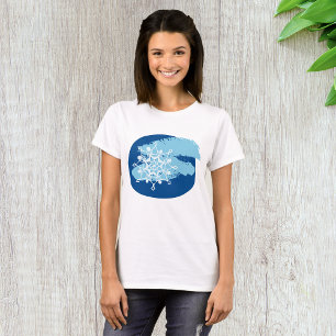 T-shirt Flocon de Neige Bleu Glacé Abstrait Cercle d'Hiver