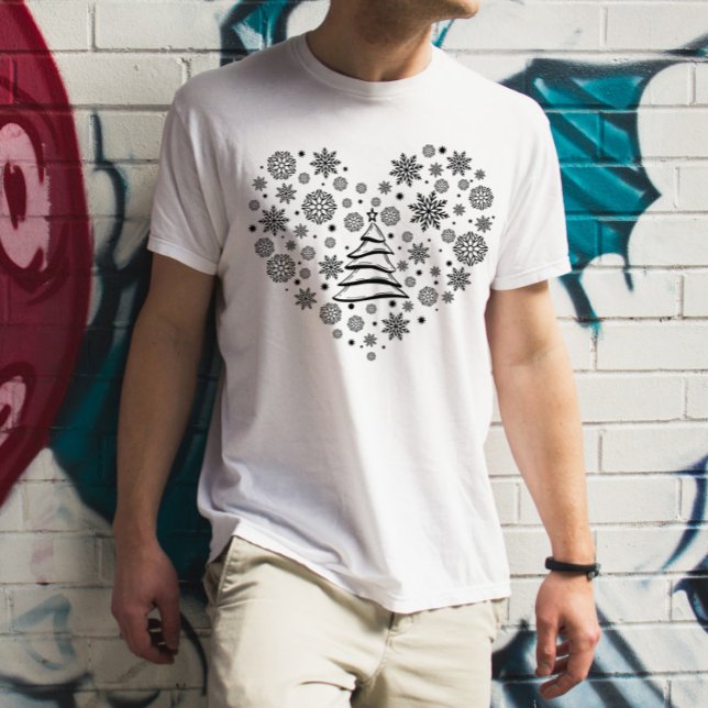 T-shirt Flocon de neige Coeur Arbre de Noël (Créateur téléchargé)