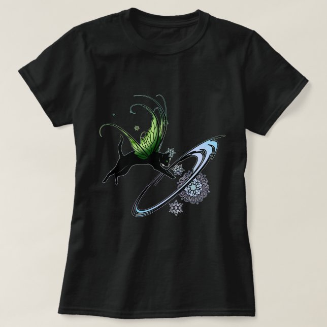 T-shirt Flocon de neige de chat cosmique (Design devant)