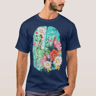 T-shirt Floral Anatomie Cerveau Humain Mentale