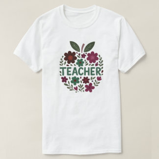 T-shirt Floral Apple Conception de l'enseignant