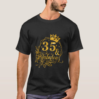 T-shirt Floral Birthday Queen 35 Fabuleux 35E Anniversaire