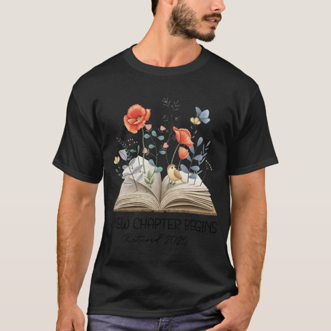 T-shirt Floral Book A New Chapter Begins Retired Teacher R (Devant)