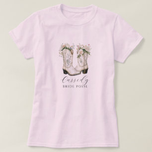 T-shirt Floral Cowgirl Bottes Mariée Posse rose personnali