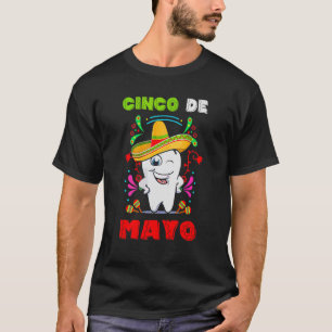 T-shirt Floral Dental Tooth Cinco De Mayo Dentiste Mexicai