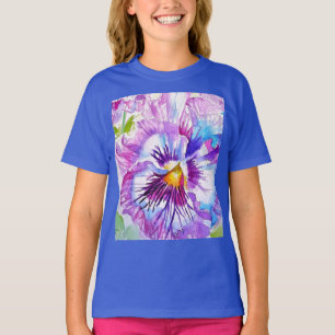 T-shirt Floral Fleur Pansy Violet Filles Watrecolor Art