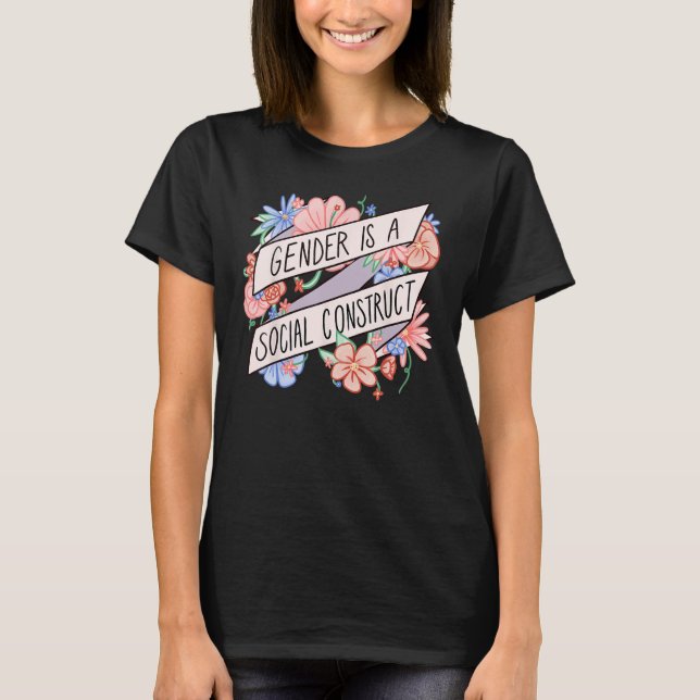 T-shirt Floral Gender Is A Social Construct Transgender Da (Devant)