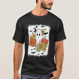 T-shirt Floral Ghost Boo Crew Femmes Automne Halloween Par