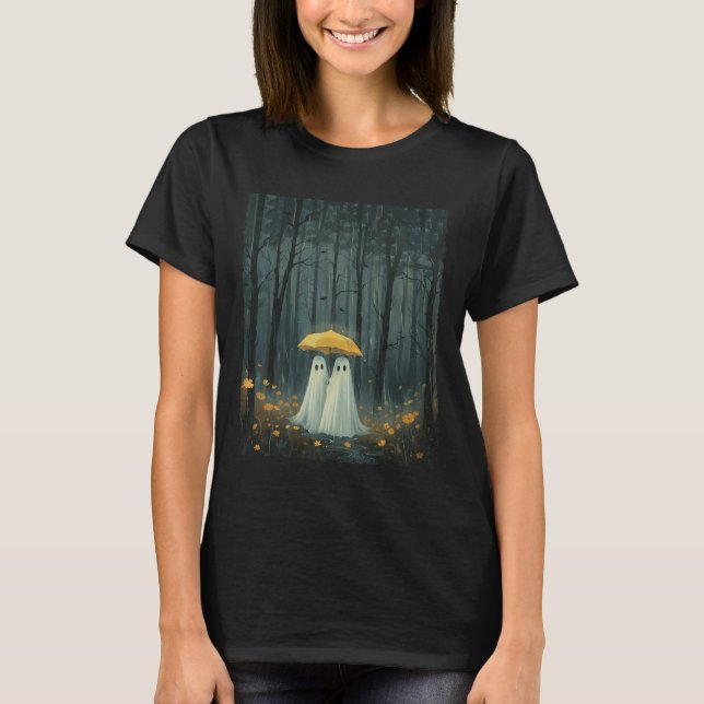 T-shirt Floral Ghost Holding Umbrella Couple Saison Éffray (Devant)