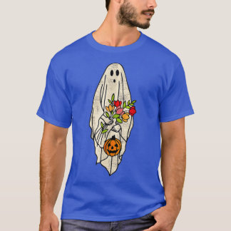 T-shirt Floral Ghost Pumpkin Spooky Season Lazy Halloween 