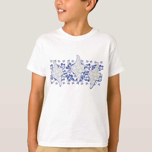 T-shirt Floral Hawaiian Manta Ray (Devant)