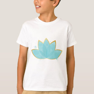 T-shirt Floral Lotus Seafoam Blue & Faux Gold