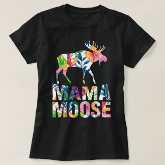 T-shirt Floral Mama Moose Animal Lover Design