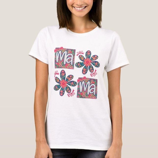 T-shirt Floral Mama Shirt, Mothers Day Shirt, Cute Mom  (Devant)