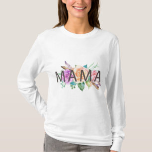T-shirt Floral Mama Watercolor Femme Chemise Long Manche