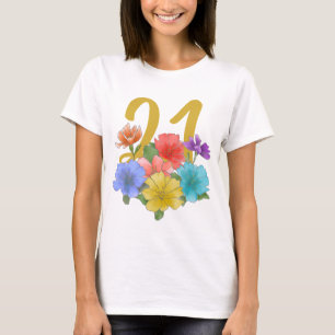 T-shirt Floral moderne 21 Primaveras Anniversaire