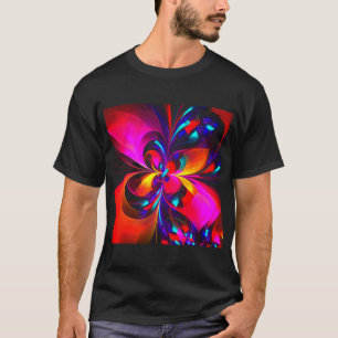 T-shirt Floral moderne Art Abstrait Rouge Bleu Motif #07