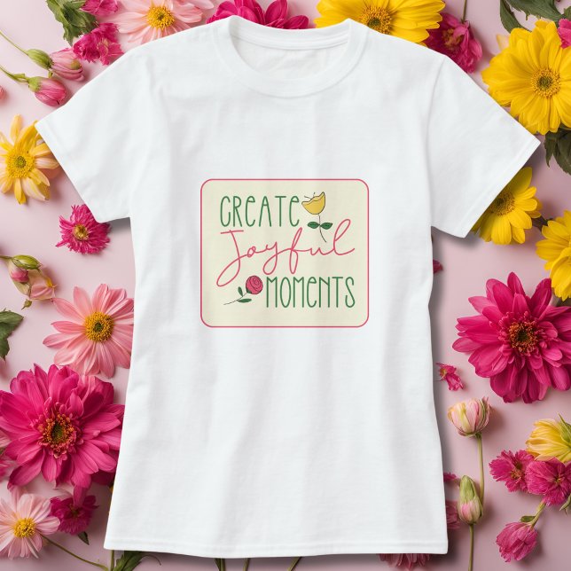 T-shirt floral moderne jaune et rose (Créateur téléchargé)