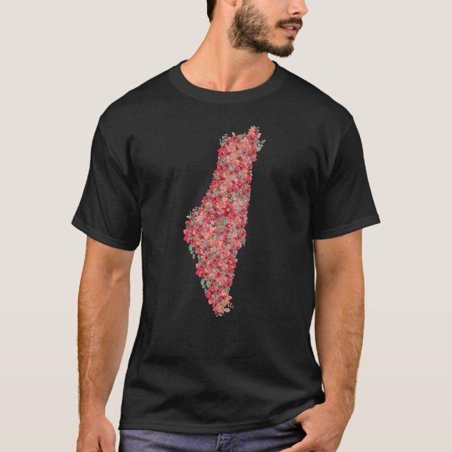 T-shirt Floral Palestine carte la liberté artistique pour  (Devant)