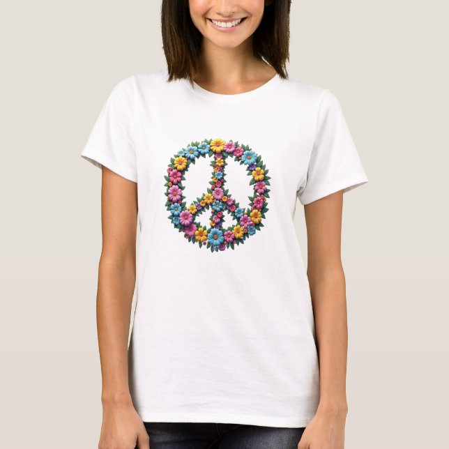 T-shirt Floral Peace Symbol Tee (Devant)