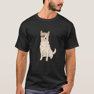 T-shirt Floral Red Heeler Amateurs Australian Cattle Chien