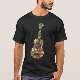 T-shirt Floral Tropical Ukulele Joueur hawaïen