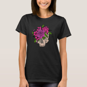 T-shirt Floral Violet Noir Sugar Crâne Fleur Et Jardin