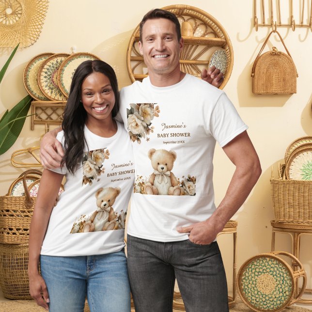 T-shirt Florales rustiques Baby shower Ours en Teddy (Créateur téléchargé)