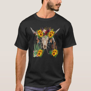 T-shirt Flore Boho Taureau Leopard Désert Cactus Weste