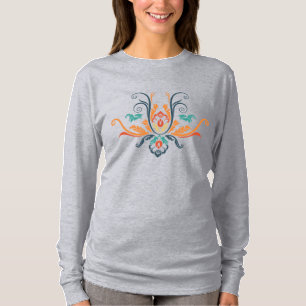 T-shirt Flore géométrique Damas Classique Avec Branches