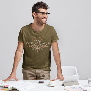 T-shirt Flore géométrique Damas Classique Avec Branches