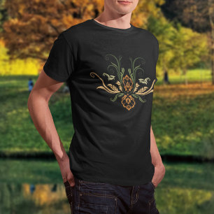 T-shirt Flore géométrique Damas Classique Avec Branches