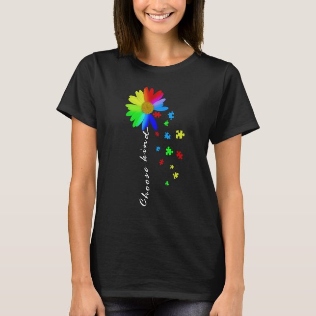 T-shirt Flore Graphique Sensibilisation sur l'autisme Fleu (Devant)