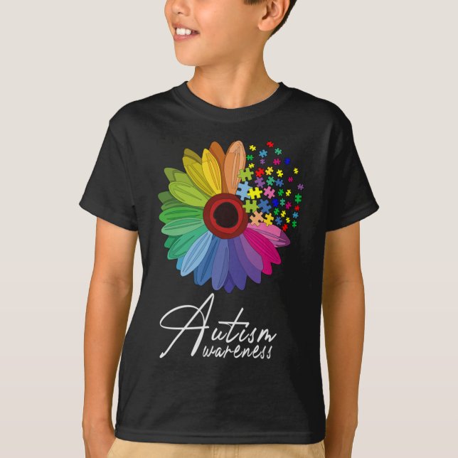 T-shirt Flore Sensibilisation sur l'autisme Fleur Faisée P (Devant)