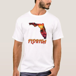 T-shirt Florida State Outline Palm Trees style tatouage