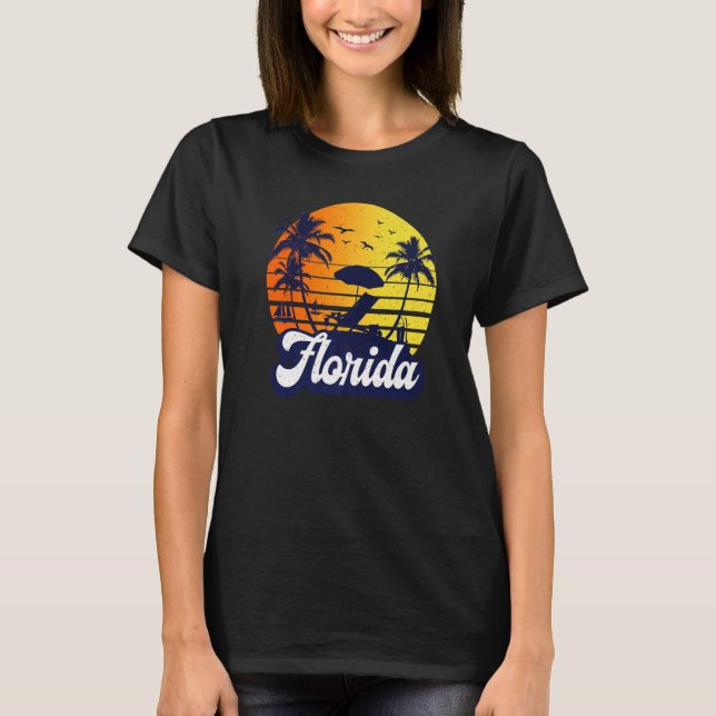 T-shirt Florida Sunset Beach Retro Premium (Devant)