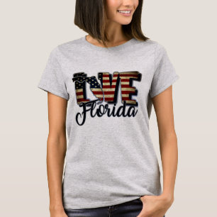 T-shirt Floride Aime Le Drapeau Américain Étoile Et Les Ra
