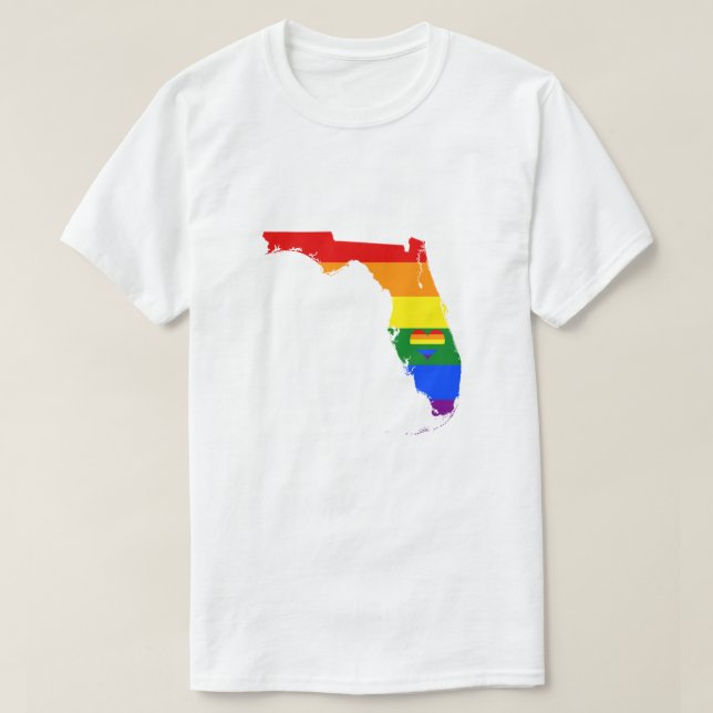 T-shirt Floride Gay pride Arc en ciel Drapeau Coeur GLBTQ  (Design devant)