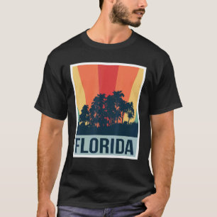T-shirt Floride Palm Trees Retro Vintage Skyline Miami Bea