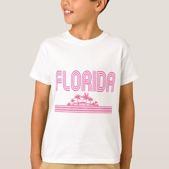 T-shirt Floride Retro Neon Palm Trees rose (Devant)