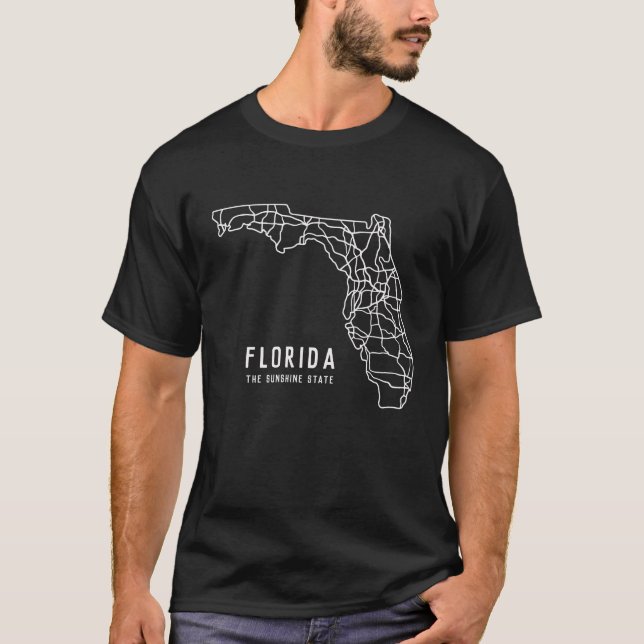 T-shirt Floride US State road map - Sunshine State map (Devant)