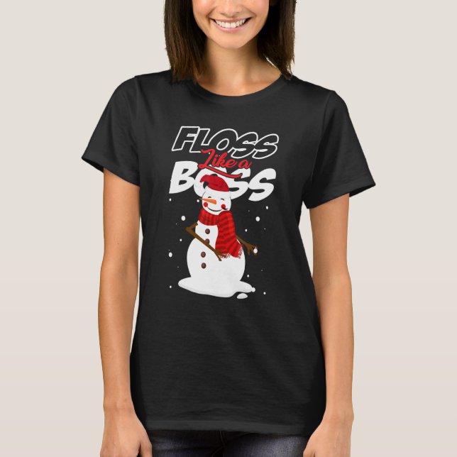 T-shirt Floss Like a Boss Bonhomme de neige Flossing Noël  (Devant)